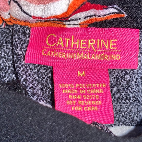 CATHERINE MALANDRINO Black Floral Wide Leg Pants‎ M - Picture 3 of 6